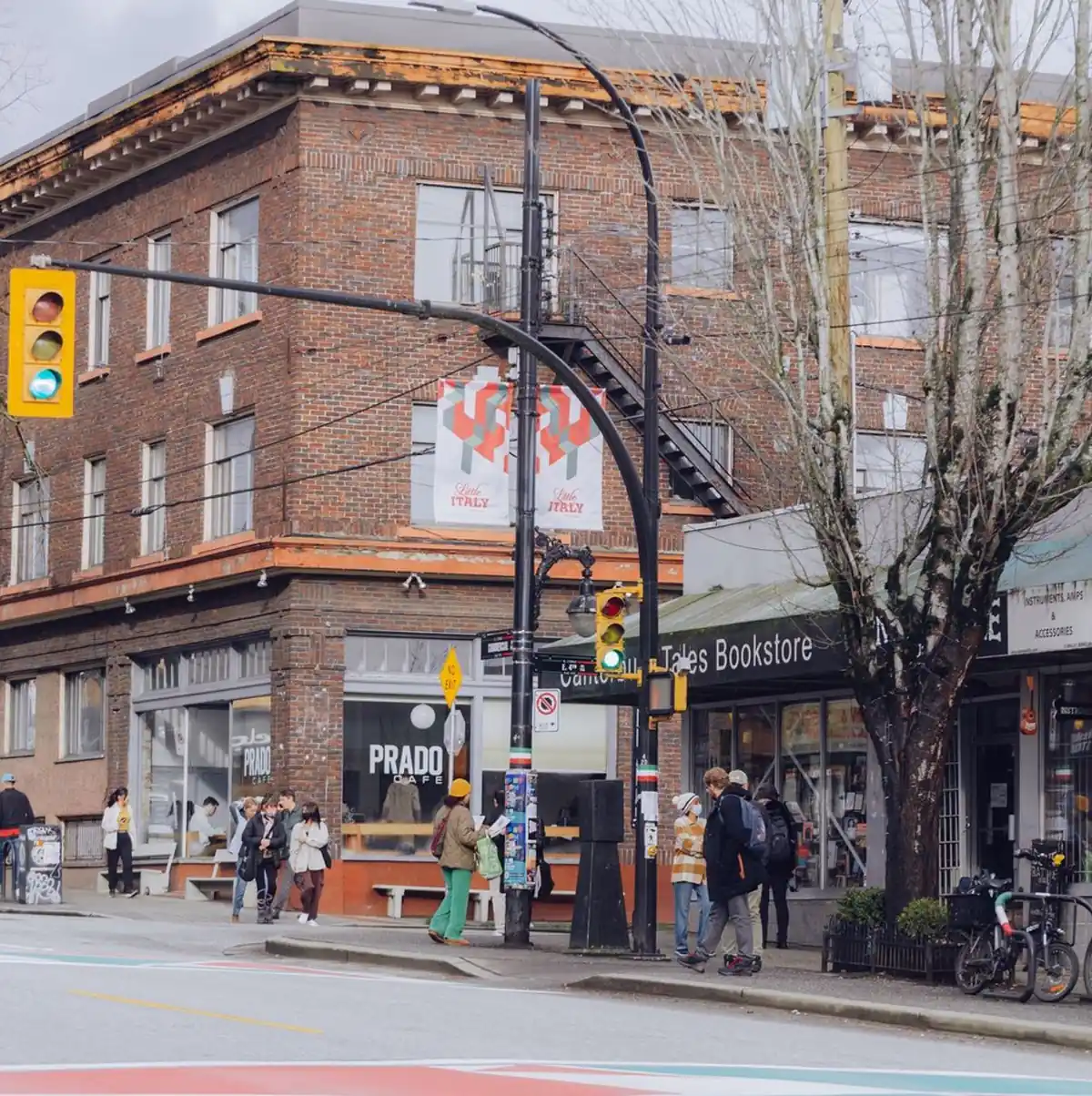 Commercial Drive cafes, local storefronts, and street life