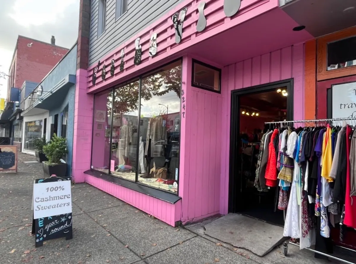 Main Street storefronts, cafes, and local businesses